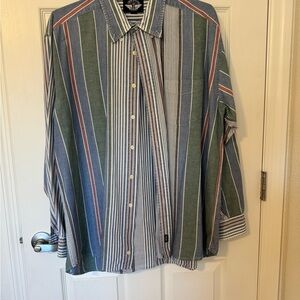 Dockers Men's Striped Button Down Shirt in Blue,Red and Green